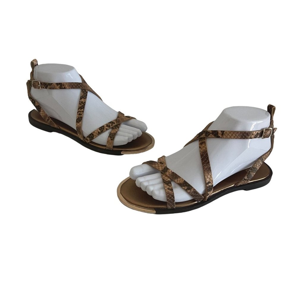 Paige Thea Snakeskin Ankle Strap Sandals, Size 6 (Flaws)